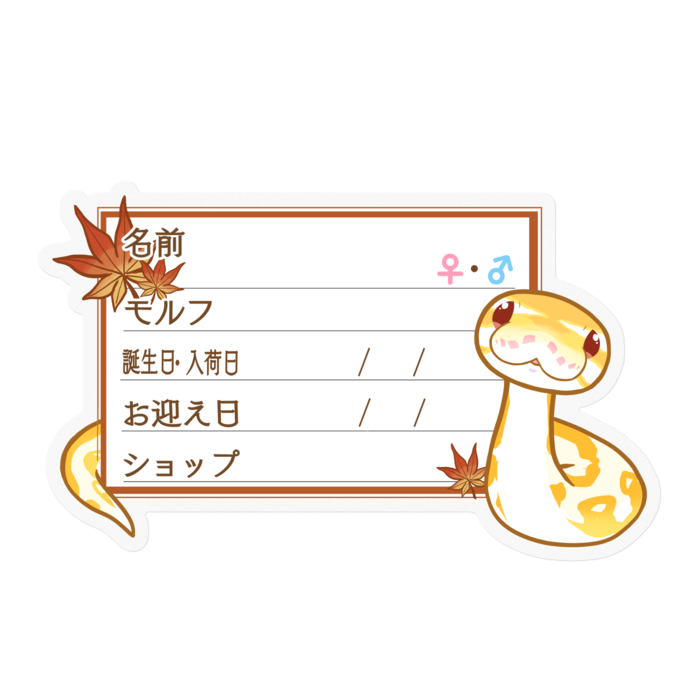 【🐍お名前ステッカー】ボールパイソン(アルビノミニ) ‐もみじ