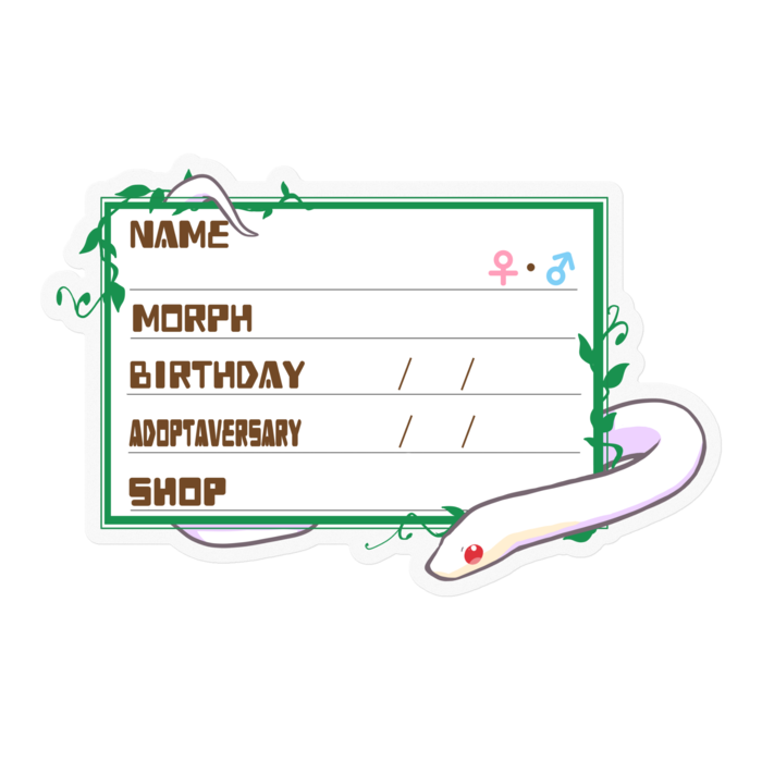 【🐍お名前ステッカー】コーンスネーク(ブリザード)-蔦(英語)