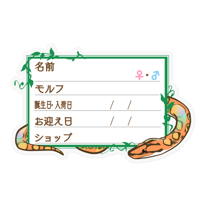 【🐍お名前ステッカー】枠11種類 ブラニジ(ノーマル) ‐ツタ