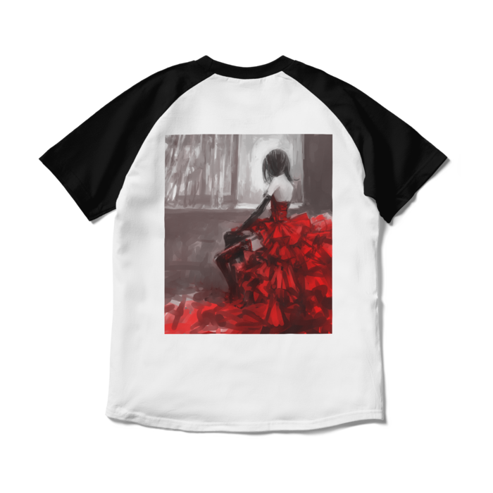 ラグランTシャツ - M - ホワイト×ブラック(1)