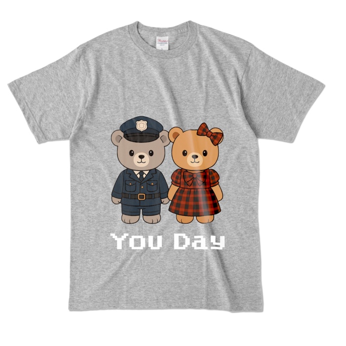 カラーTシャツ - L - 杢グレー (濃色)   - 文字ホワイト