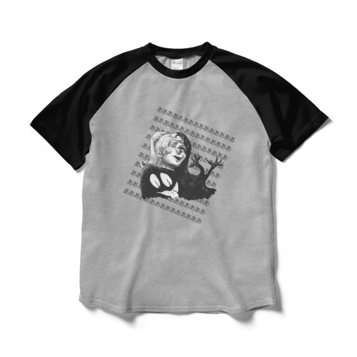 ラグランTシャツ - L - 杢グレー×ブラック