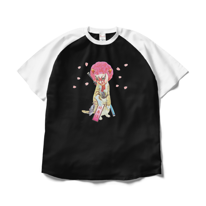 ラグランTシャツ - XL - ブラック×ホワイト