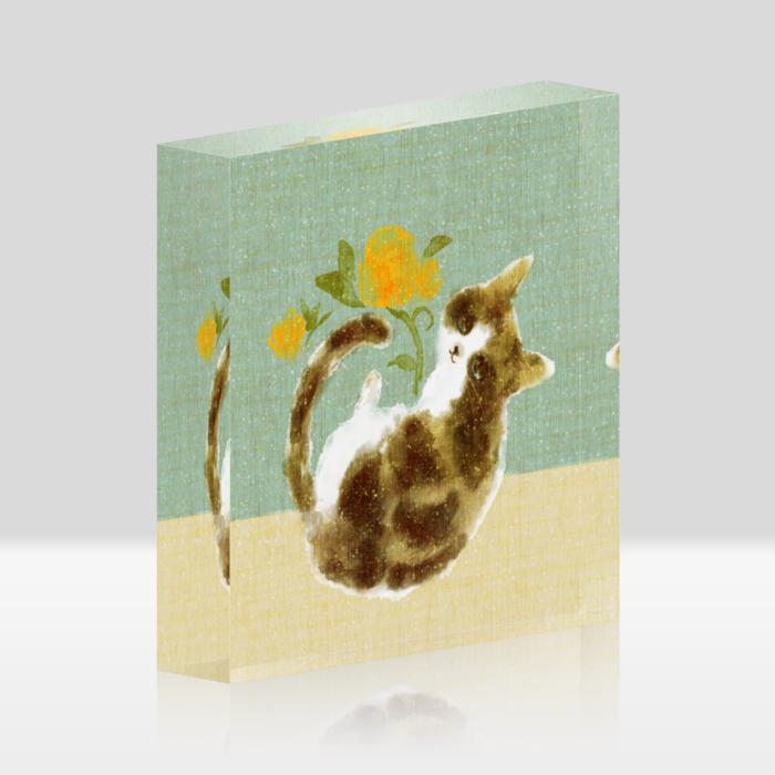 アクリルブロックホワイト水 - 100x100mm