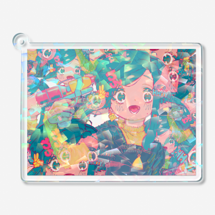 ホログラムアクリルキーホルダー - 70 × 70mm