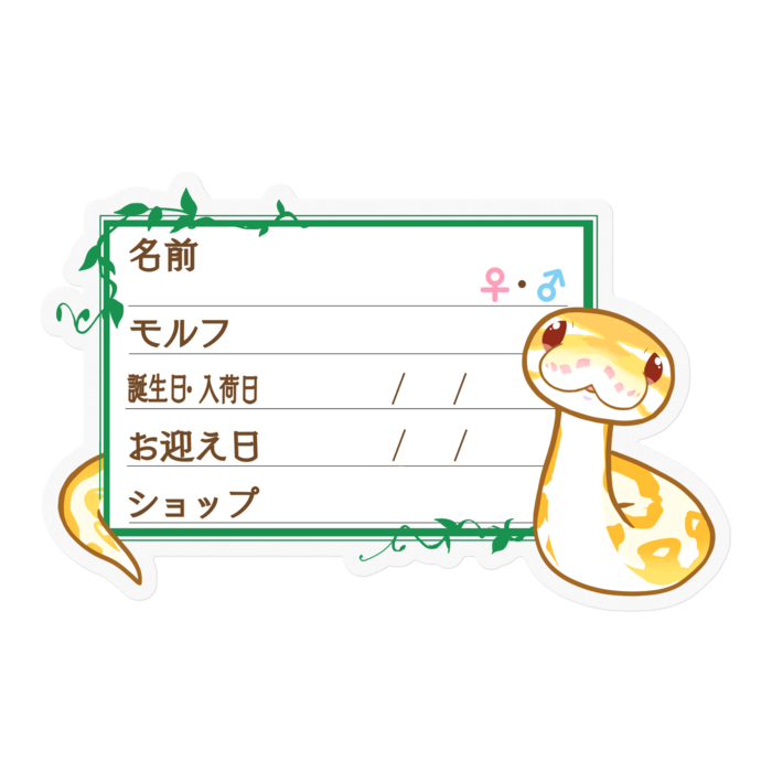 【🐍お名前ステッカー】ボールパイソン(アルビノミニ) ‐ツタ
