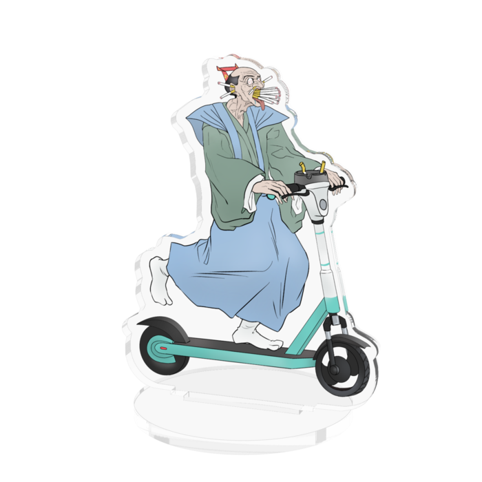 微温湯アクリルスタンド「蹴車」70x70mm