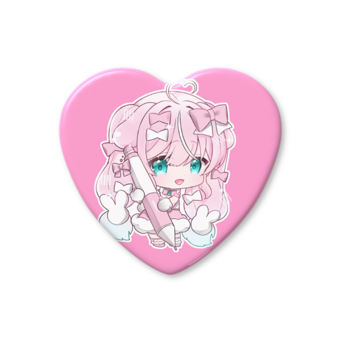ハート缶バッジ - 57 × 52.5mm