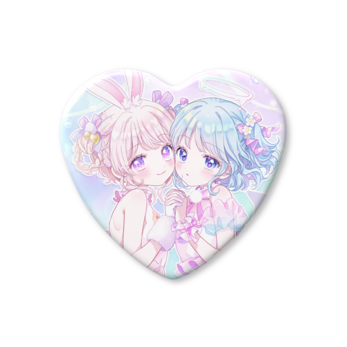 ハート缶バッジ - 57 × 52.5mm