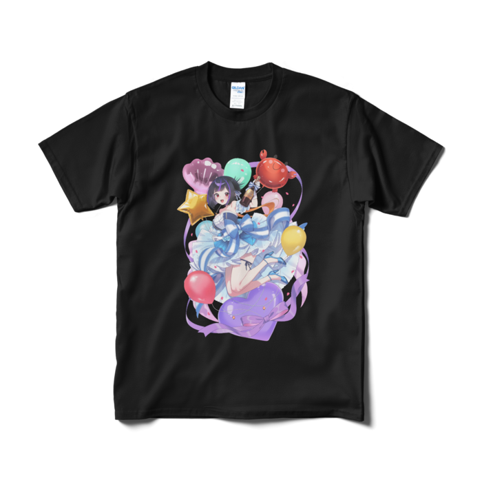 前面にうに子ドーン Tシャツ(短納期) - M - ブラック