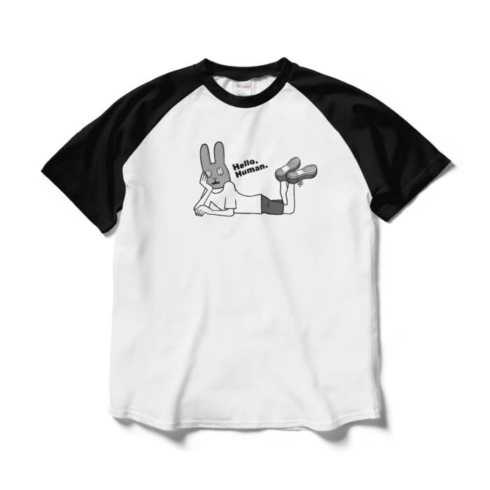 ラグランTシャツ - L - ホワイト×ブラック