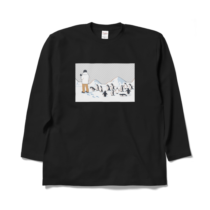 ロングスリーブTシャツ　灰色×黒色　XL