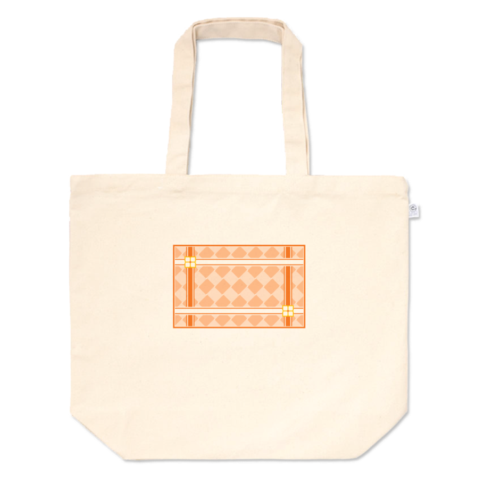 四枚花＆編み込みリボンのトートバッグ(オレンジ系)