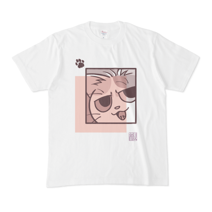猫柄Tシャツ桃 - M