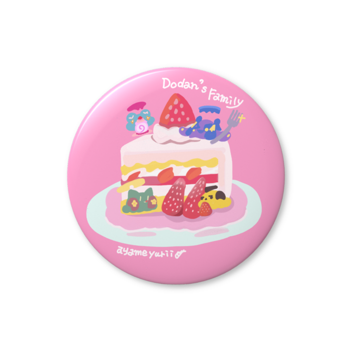 ピンク−ストロベリーショートケーキ缶バッジ32mm