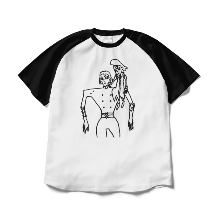 ラグランTシャツ - XL - ホワイト×ブラック