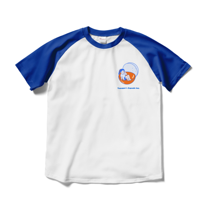 ラグランTシャツ - M - ホワイト×ロイヤルブルー