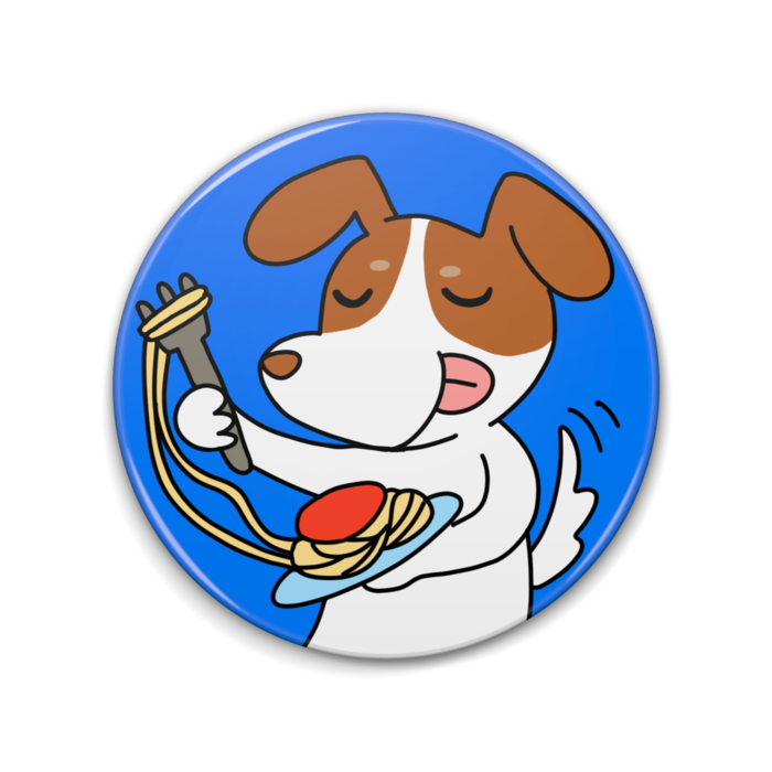 犬＆パスタ缶バッジ - 76mm