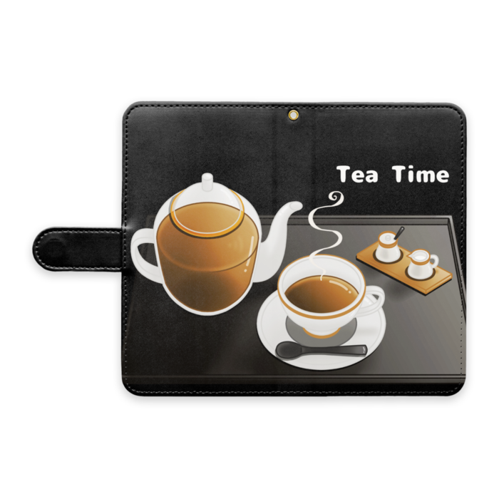 手帳型Androidケース　ストラップ穴あり　黒色　L（大）