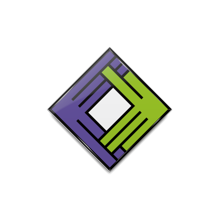 缶バッジ紫×緑 - ひし形40mm