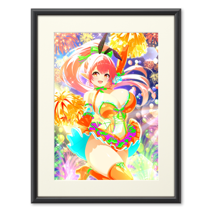 複製画(プリモアート) - A4(ピンク髪/額縁・ブラック)