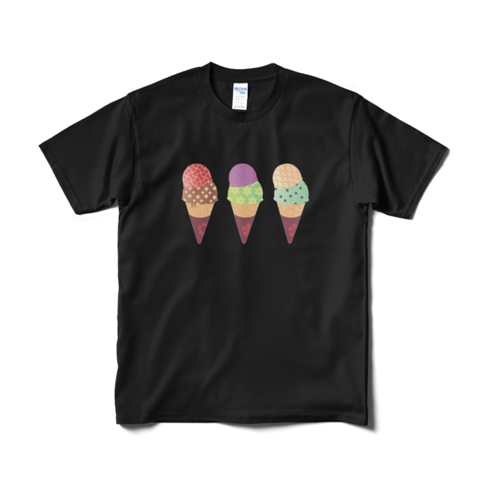 和柄アイスTシャツ（短納期） - M - ブラック