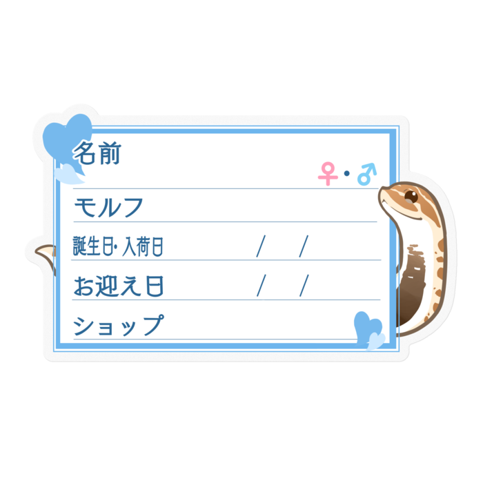 【🐍お名前ステッカー】シシバナ(アナコンダ) ‐ハート／ブルー