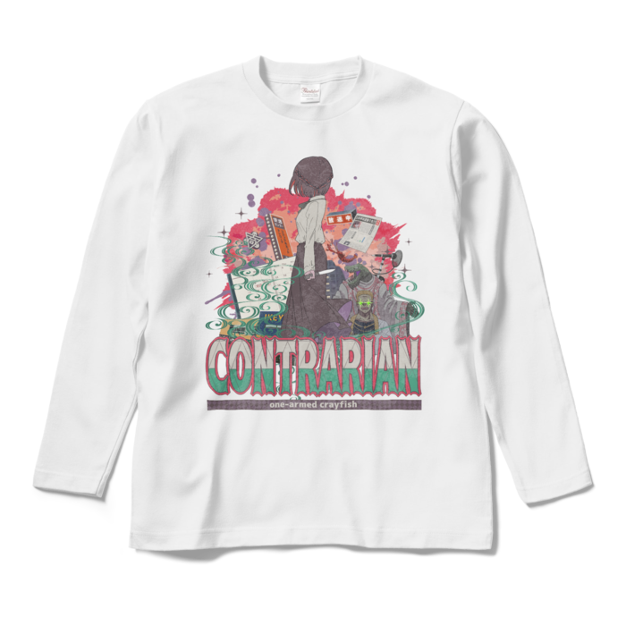 逆張りデザインロングTシャツ - M - ホワイト