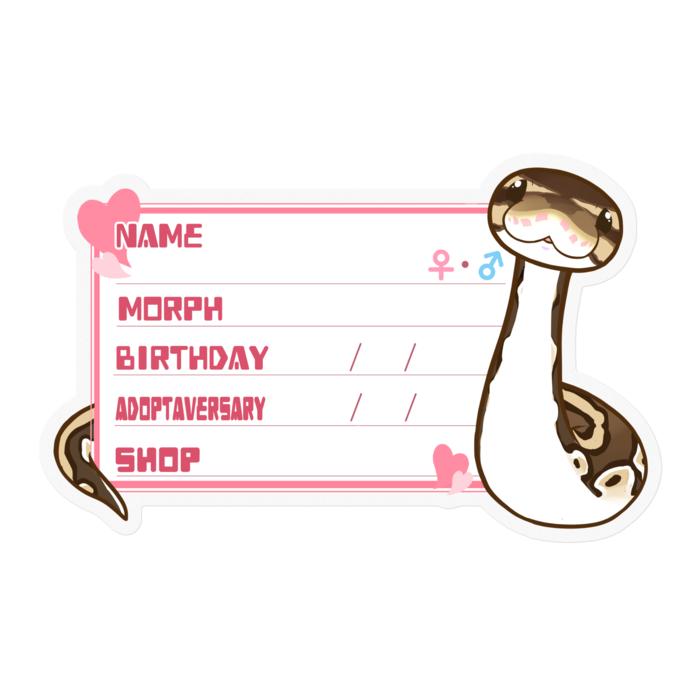 【🐍お名前ステッカー】ボールパイソン(ノーマル) ‐ ハート/ピンク(英語)