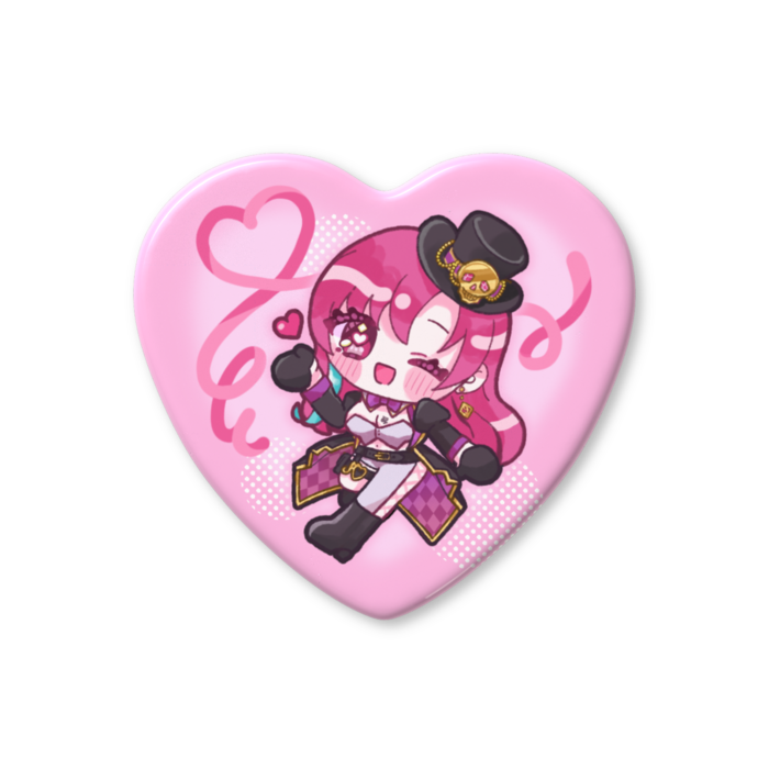 ハート缶バッジ - 57 × 52.5mm