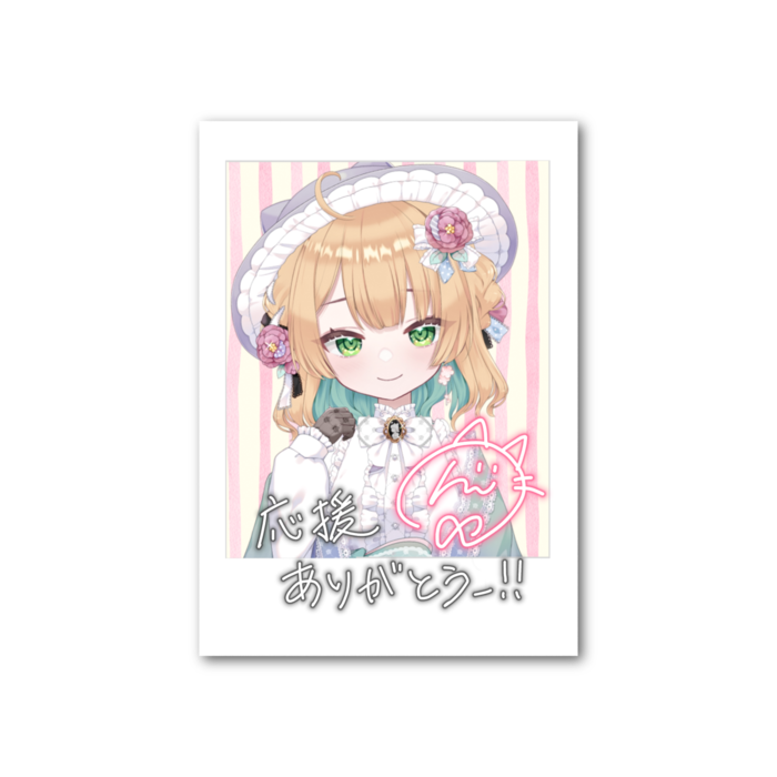 コメント入りチェキ風カード - 桃
