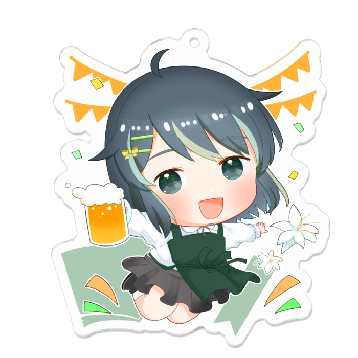 湯町りこ 1周年キーホルダー ビール 空想図書店リリィブックス Booth