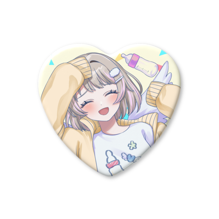 ハート缶バッジ - 57 × 52.5mm