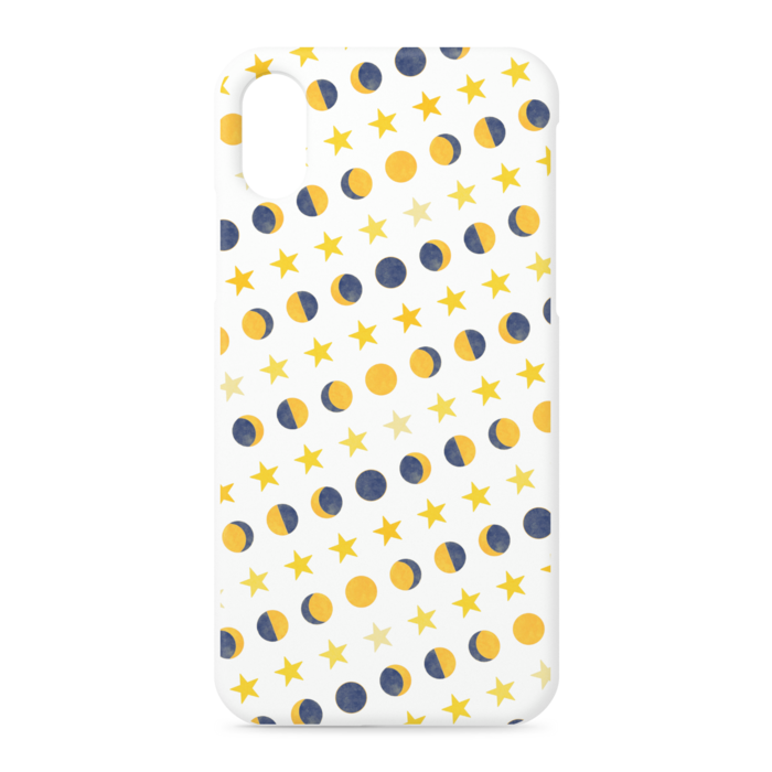 iPhoneケース・月と星・白:iPhone XS / X - 正面印刷のみ