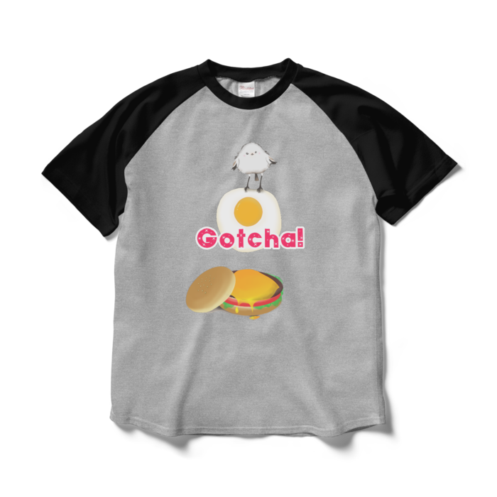 ラグランTシャツ - L - 杢グレー×ブラック