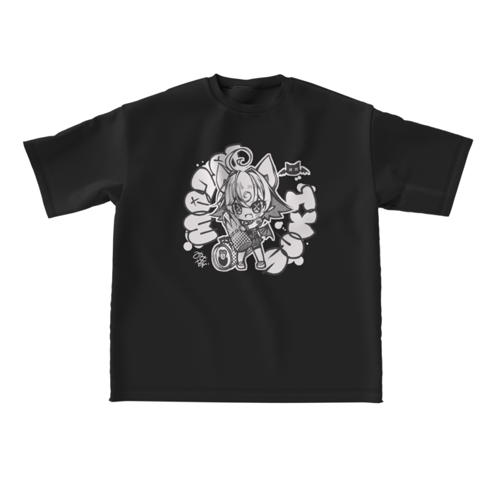 ビッグシルエットTシャツ - L - 正面(ホワイトインクジェット)
