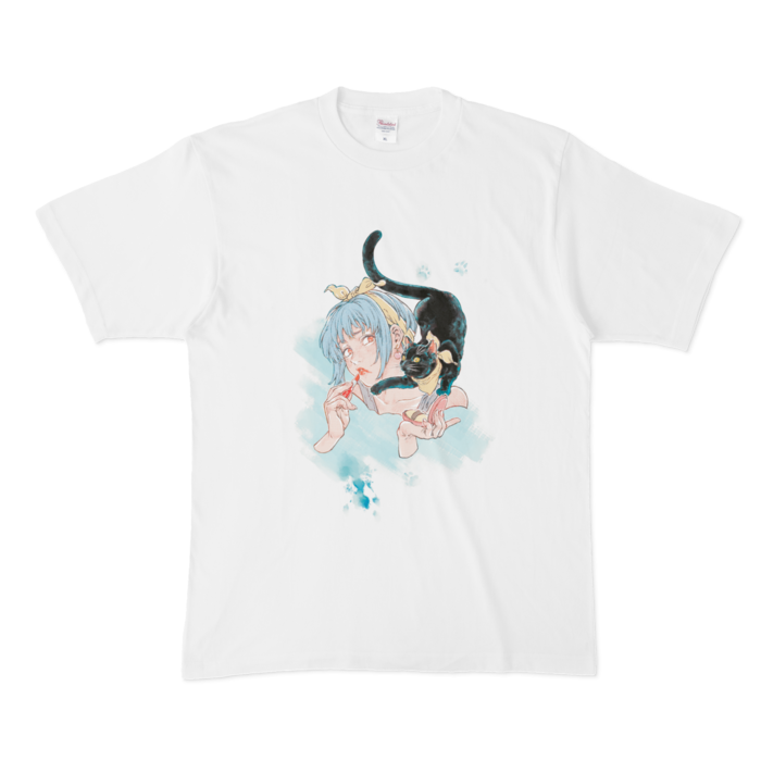 Tシャツ - XL - 白(水色)