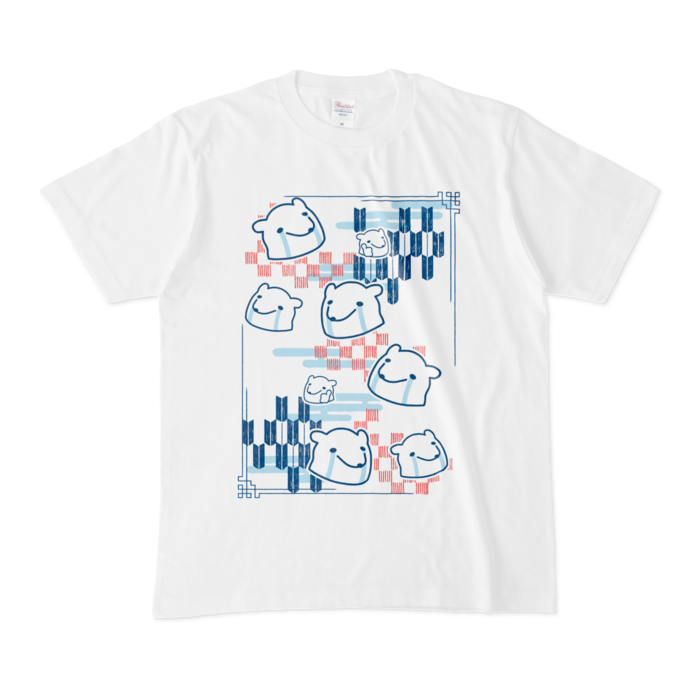 和柄くまぷTシャツ - M - 白