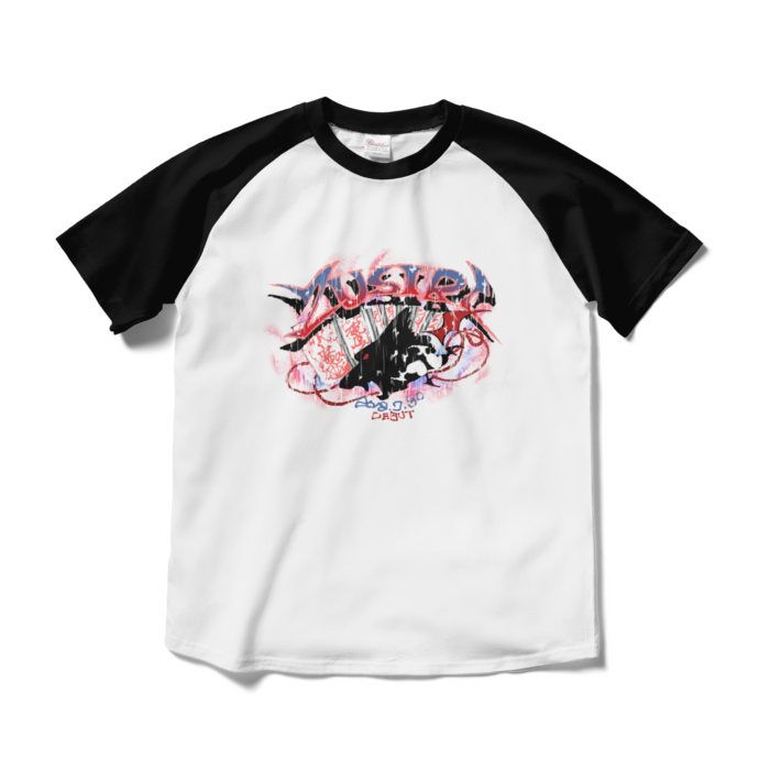 ラグランTシャツ - M - ホワイト×ブラック