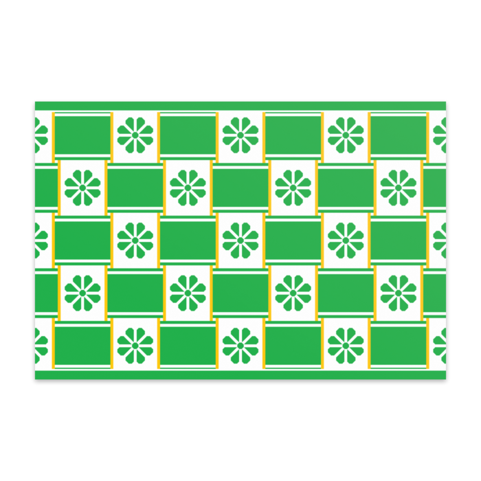 八枚花＆リボン重ねポストカード(グリーン系)