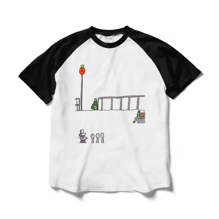 ラグランTシャツ - L - ホワイト×ブラック