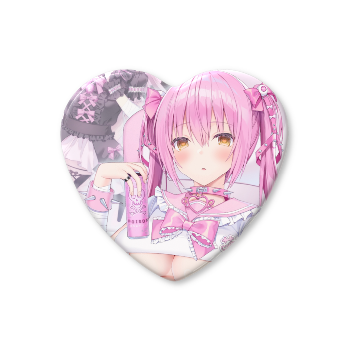 ハート缶バッジ - 57 × 52.5mm