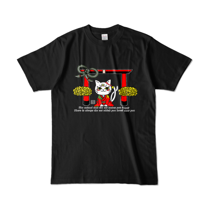 妖猫Tシャツ - L - ブラック (濃色)