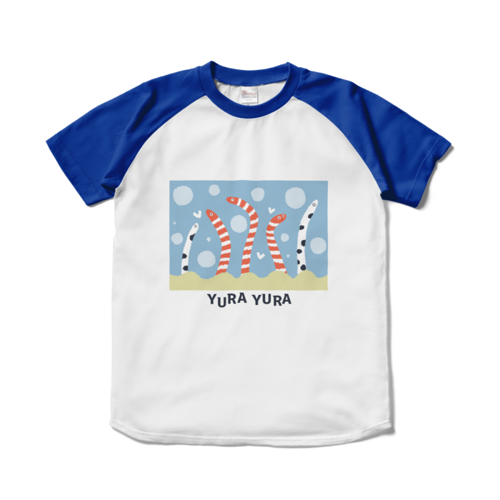 ラグランTシャツ - S - ホワイト×ロイヤルブルー