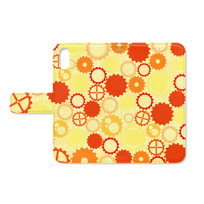 ぎっしりな黄色とオレンジ色の歯車 手帳型iphoneケース つきしょっぷ Booth ぎっしりな黄色とオレンジ色の歯車 手帳型iphoneケース つきしょっぷ Booth