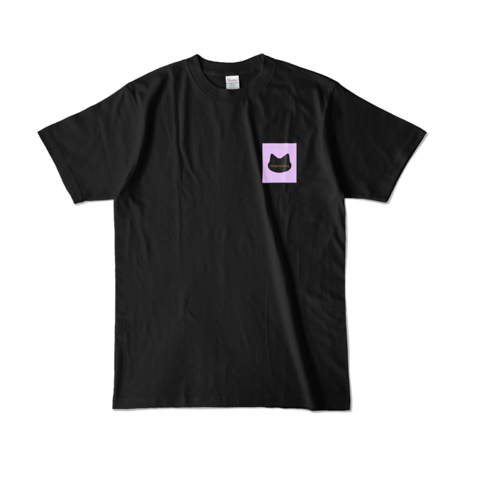 カラーTシャツ - L - ブラック /ロゴ　ピンク