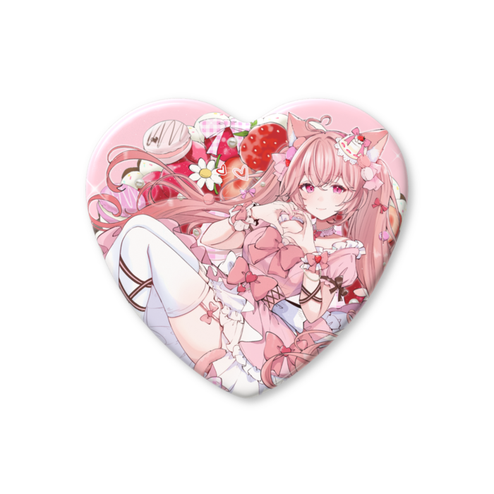 ハート缶バッジ - 52.5 × 57mm