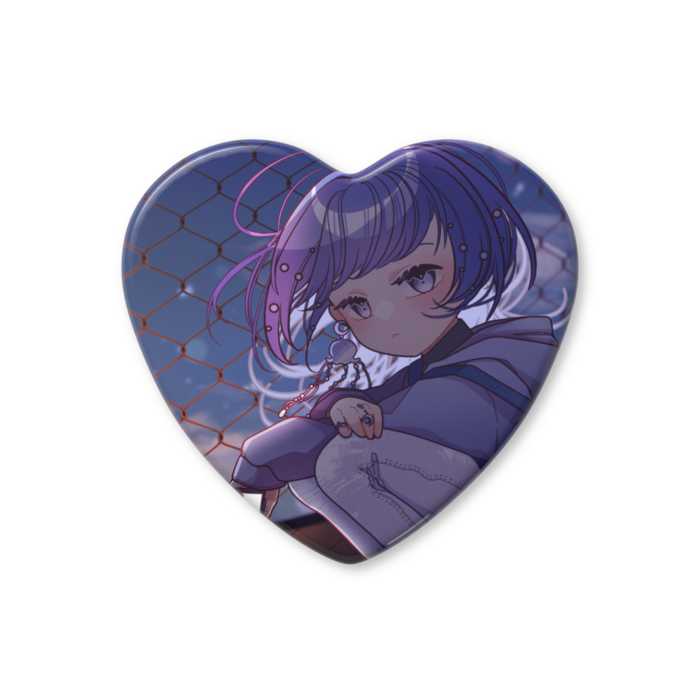 ハート缶バッジ - 57 × 52.5mm