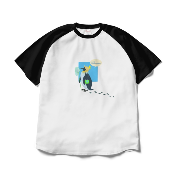 ラグランTシャツ - XL - ホワイト×ブラック(1)