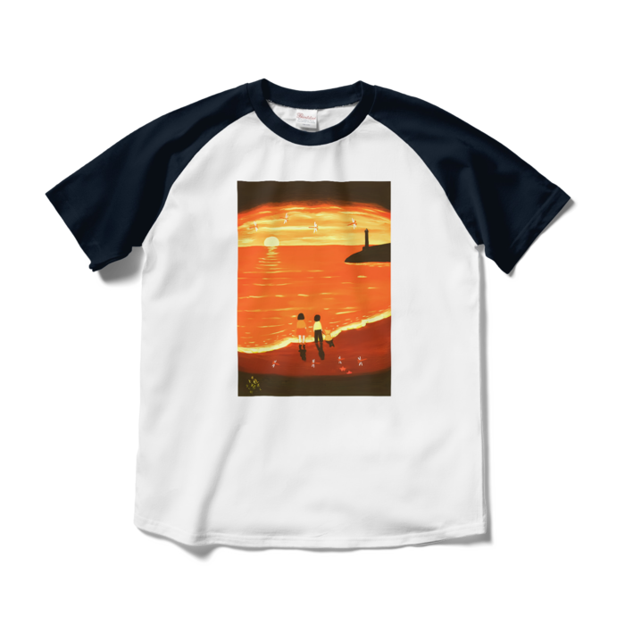 ラグランTシャツ - M - ホワイト×ネイビー